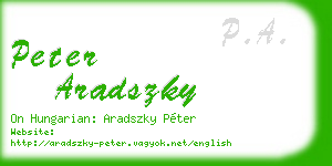 peter aradszky business card